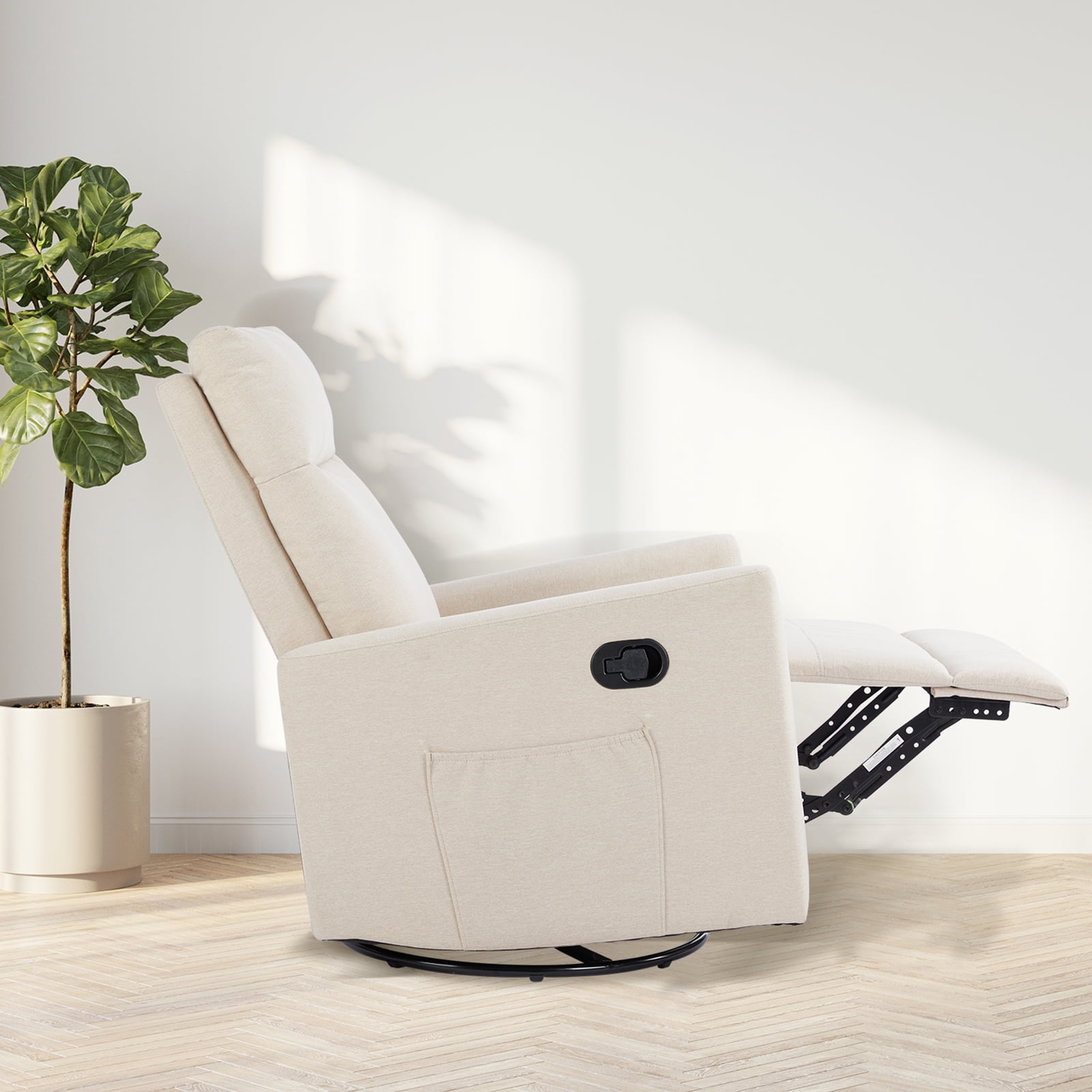GIANNA Glider Rocker Recliner Chair with Adjustable Backrest and Footrest, Beige