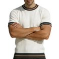 thumbnail image 2 of Ringer Tee Men Summer Fashion Ribbed Knit Crew Neck Short Sleeve Mens T-Shirts Casual Tops, 2 of 8