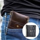 thumbnail image 5 of Carteras plegables suaves de cuero de PU para hombres monedero llavero cartera con cremallera con cadena, 5 of 5