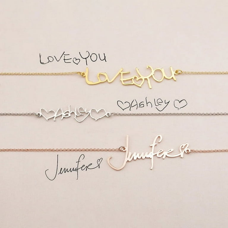 Anavia Sterling Silver Personalized Actual Handwriting Necklace