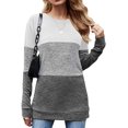 thumbnail image 1 of Womens Color Block Leopard T Shirts Casual Striped Long Sleeve Tunic Tops, 1 of 6