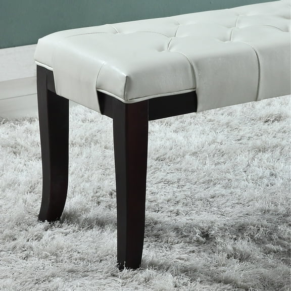 Newboti Furniture Linon Tufted Bench, Faux Leather, White 75640