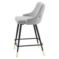 thumbnail image 3 of Counter Stool Chair, Velvet, Light Grey Gray, Modern Contemporary Urban Design, Bar Pub Cafe Bistro Hotel Restaurant Hospitality, 3 of 8