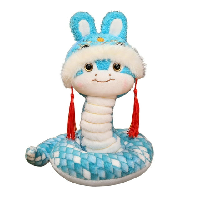 Juguete de peluche del año de la serpiente, muñeco de serpiente abrazable, lindo cojín de peluche de serpiente festiva. azul