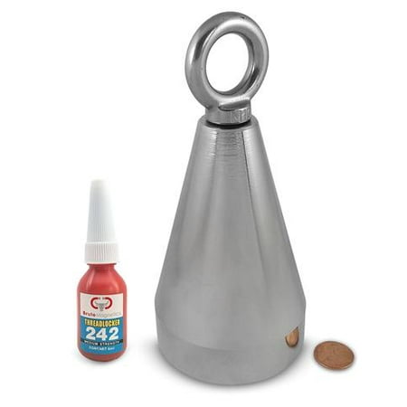 - Round Cone Neodymium Fishing Magnet with Eyebolt, 375 LBS Pulling Force, 2.95