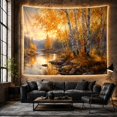 thumbnail image 6 of Golden Birch River Landscape in Autumn with Rocks and Forest, Serene Rustic for Nature Lovers, Scenic Wall Art, Thanksgiving Gift Tapestry Wall Hanging for Bedroom and Living Room, 6 of 7