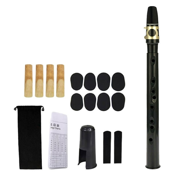 Saxofón de bolsillo con boquilla: práctico saxofón portátil para amantes de la música. negro