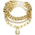 thumbnail image 4 of HOARBOEG Thick Chain Lock Anklet Micro-inlaid 3-layer Lock Pendant Multi-layer Anklet, 4 of 8
