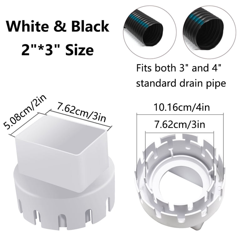 2-Pack Rain Gutter Downpipe Extension – Flexible Retractable Drainage Hose, Expands 17" To 59", ABS & PE, White – For 2x3, 3x4, 3x3 Inch Downspouts – Includes Screws