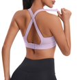 thumbnail image 6 of Ohufall Sports Bras for Women Solid Casual High Impact Wirefree Yoga Bra Criss-Cross Back Soft Support Full Coverage Bra Gathering Shockproof Gym Workout Bra, 6 of 7