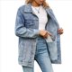thumbnail image 2 of Chaqueta Vaquera de Larga para Mujer, , Ajustada, con Botones y Bolsillos Azul L, 2 of 10