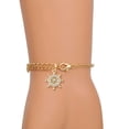 thumbnail image 2 of Delight Jewelry Gold-tone Crystal Ship Wheel - Direction - Gold Tone Joshua 1:9 Strong and Courageous Engraved Cross Charm Bracelet, 6.5+1.5" Extender, 2 of 4