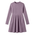 thumbnail image 4 of IROINNID Girls Ribbed Knit Dress Round Neck Long Sleeve A Line Pleated with Pockets Solid Color Casual for Fall Winter Daily Wear Cozy Soft Comfy, 4 of 8