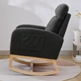 thumbnail image 3 of Accent Rocking Chair with Solid Wood Legs, Modern Upholstered Nursery Glider Rocker, Comfy Armchair with Side Pocket, Living Room Lounge Arm Chair with High Backrest, Dark Grey, 3 of 9