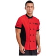 thumbnail image 3 of SiiRoh Adult Color Block Short Sleeve Chef Jacket Men Women Cook Coat Kitchen Work Uniform Shirt Top Red&Black L, 3 of 7