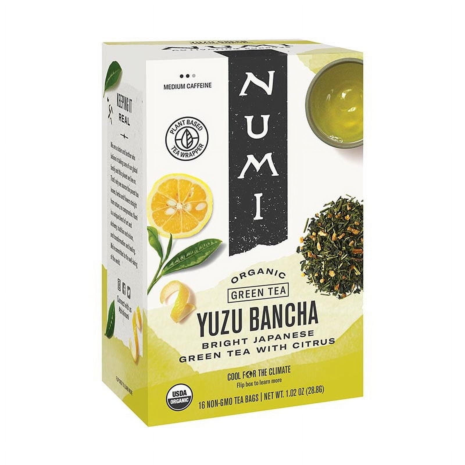 Numi Organic Yuzu Bancha Tea, 16 Tea Bags (Pack of 3) Roasted Japanese Green Tea with Citrus, Caffeinated