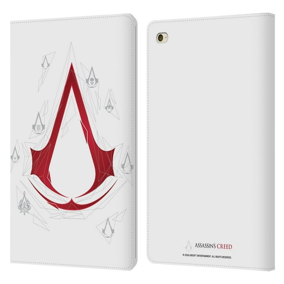 Head Case Designs Officially Licensed Assassin's Creed Legacy Logo Geometric White Leather Book Wallet Case Cover Compatible with Apple iPad mini 4