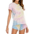 thumbnail image 3 of Women Tie-Dyed Short Sleeve Elastic Waist Pajama Set, 3 of 6