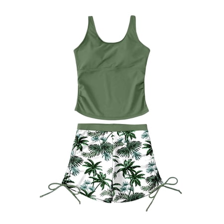 Gunia Swimming Suit For Teen Girls 2 Piece Tankini Separate Printed Size Bathing Suit Swimsuits For Beach Pool 7-16 Years
