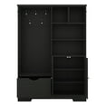 thumbnail image 4 of Barara King Multi-functional Hall Tree with Storage Shelves Drawers and Cabinet, Elegant Hallway Shoe Cabinet with Bench, Modern Coat Rack with Hooks for Hallway Entryways, Black, 4 of 11