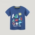 thumbnail image 2 of Boys T Shirts Summer Toddler Child Boys Short Sleeve Cartoon Sailboat Crab Print T Shirt Breathable Soft Lightweight Toddler T Shirts Blue 6 Years-7 Years, 2 of 6