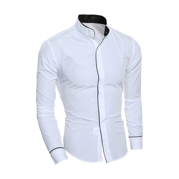 Camisas para hombre, camisas informales de manga larga, ropa informal ajustada con botones, regalo del día para negocios, vestido de boda y L