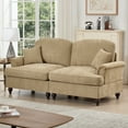 thumbnail image 5 of Newest Elegant Oversized Large Two Seater Sofa Couch, Flared Arms, Removable Ruffles Pleats Skirts, Spindle Legs,Comfy Chenille Two-Seat Love Seat Sofa for Living Room,Light Coffee, 5 of 20