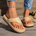 thumbnail image 4 of 2DXuixsh Women's Platform Flip Flops Solid Color Height Increasing Beach Sandals with Rhinestones Stylish Simple EVA Slides Size 8, 4 of 5