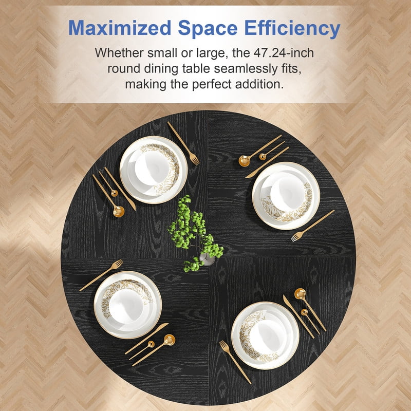 Accent Spliced Design Tabletop Round Dining Table for 4, Farmhouse Indoor Kitchen Table with Cross Base & Adjustable Foot Pads