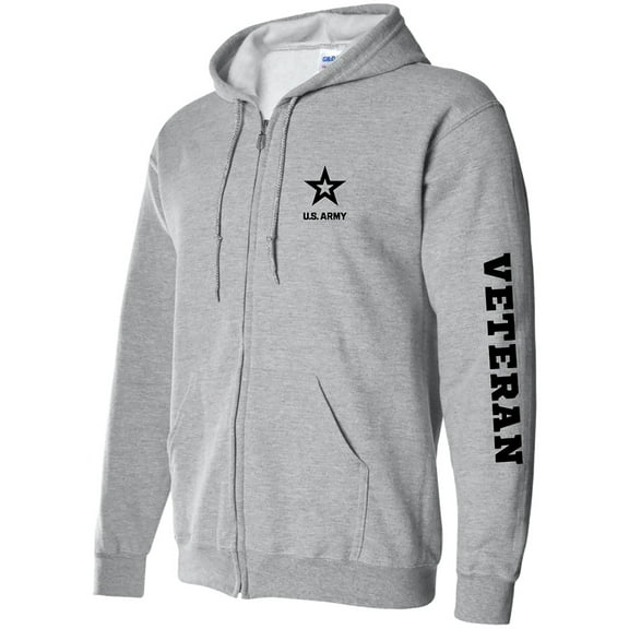 Army "Veteran" Black Sleeve Print Full-Zip Hooded Sweatshirt