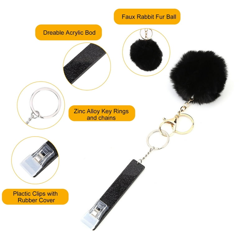 Card Grabber For Long Nails, Acrylic Debit Bank Card Grabber Keychain For  Women ATM Card Clip Pom Pom Ball and Plastic Clip