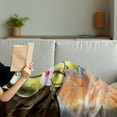 thumbnail image 3 of Spa Soft Flannel Fleece Throw Blanket, Massage Theme Candles Orchids and Stones in Garden Japanese Oriental, Cozy Plush for Indoor and Outdoor Use, 50" x 70", Pale Green Fuchsia, by Ambesonne, 3 of 5