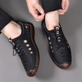 thumbnail image 2 of Lace-up Hollow Out Business Loafers for Men's Round top Low Top Leather Casual Sandal Shoes Slip On Flat Heel Soft Sole Oxfords, 2 of 5