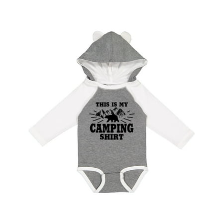 

Inktastic This is My Camping Shirt with Bear and Moutains Gift Baby Boy or Baby Girl Long Sleeve Bodysuit