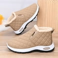 thumbnail image 4 of Viluyesy Womens Winter Booties, Soft Thick Sole Warm Faux Fur Lined Slip On Casual Comfortable Outdoor Snow Shoes Khaki US9, 4 of 7