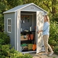 thumbnail image 6 of 6x4 FT Shed, Outdoor Resin Storage Shed with Floor, Window & Lockable Door for Backyard | Patio | Lawn | Gray, 6 of 9