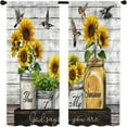 thumbnail image 4 of Rustic Sunflower Birds Kitchen Curtains 27.5W X 39L Inch 2 Panel Rod Pocket Wooden Yellow Floral Farmhouse Flower God Says You are Small Short Cafe Tier Window Drapes Bathroom Home Decor, 4 of 6