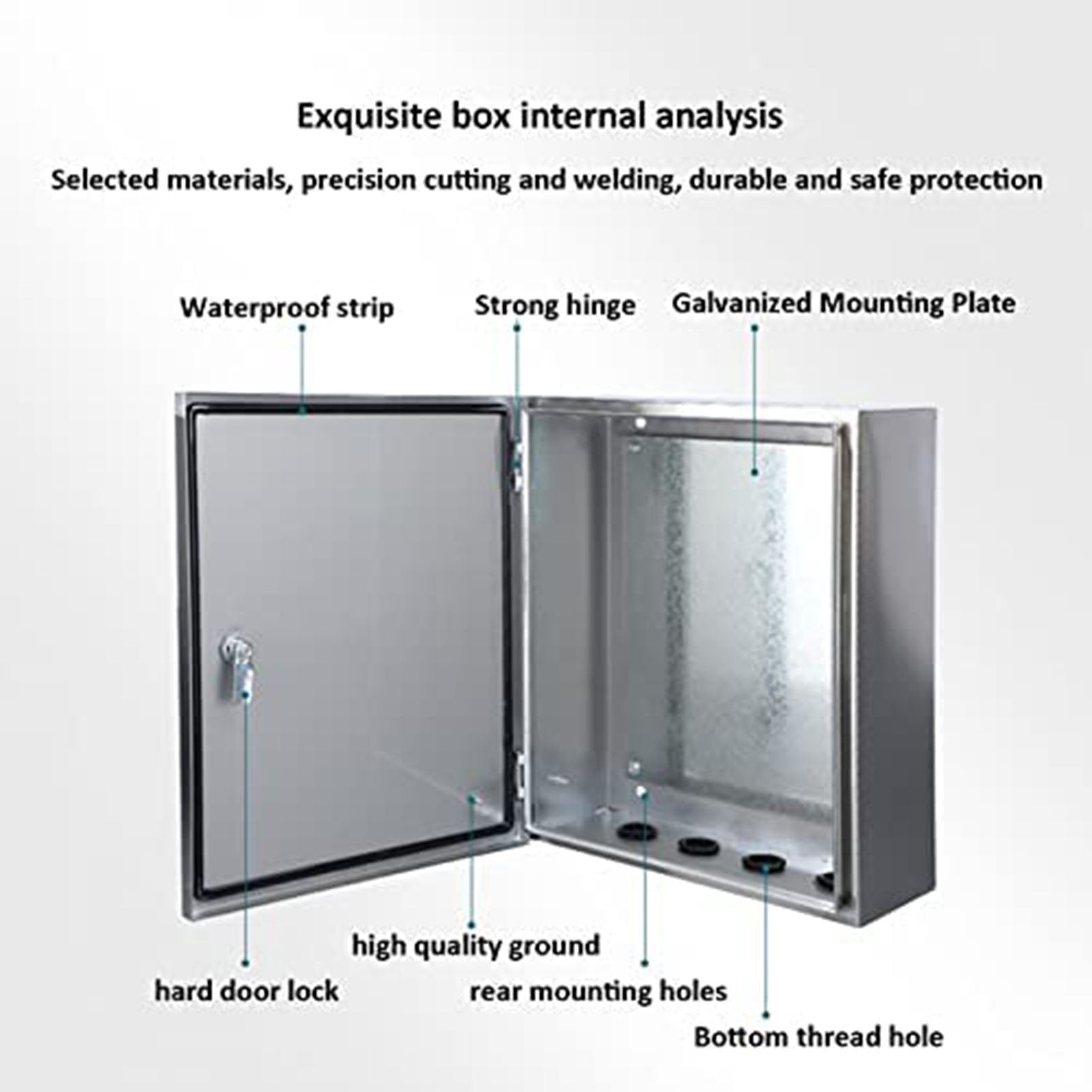 Stainless Steel Electrical Junction Box Wall Mounted Waterproof & Dustproof Metal Box Meter Box Switch Control Cabinet with Safety Locks and Mounting Plates