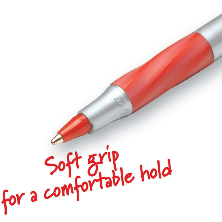 BIC Round Stic Grip Xtra Comfort Ballpoint Pen, Red Ink, 1.2mm