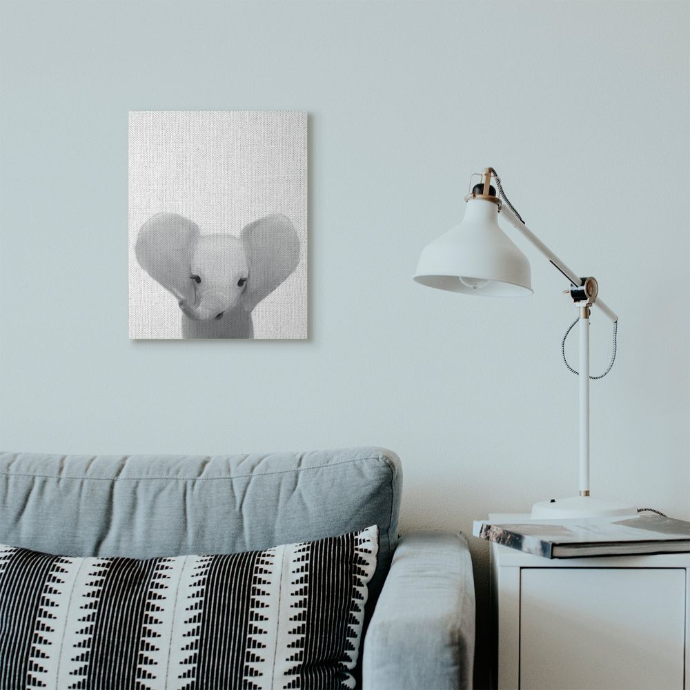 The Kids Room by Stupell Baby Elephant Animal Kids Painting Canvas Wall Art by Leah Straatsma