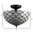 thumbnail image 3 of Tiffany Style 2 Light Jeweled Semi-Flush Ceiling Lamp - 16" Wide, 3 of 4
