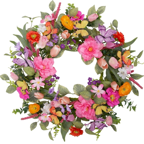 20 Inch Spring Wreath For Front Door Summer Tulip Decorations Home Decor Wedding Farmhouse Holiday
