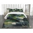 thumbnail image 3 of Ambesonne Dark Green Quilted Bedspread Set 3 Pcs, Deep Nature Abstract Art, King Size, Blue Grey and Eggshell, 3 of 4