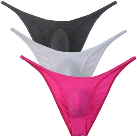 Botmois 3Pack Men s Solid Briefs Spandex Mini Bottoms Tangas Underwear Breathable Bathing Bikini G-String Lingerie Panties BWP-XL