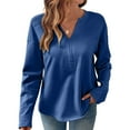 thumbnail image 2 of LEBONYARD Women's Fashion Chic V-Neck Design Solid Colored Pullover Soft Sweatshirts Casual Comfortable Long Sleeve Loose Fit Ladies Daily Tops, 2 of 8