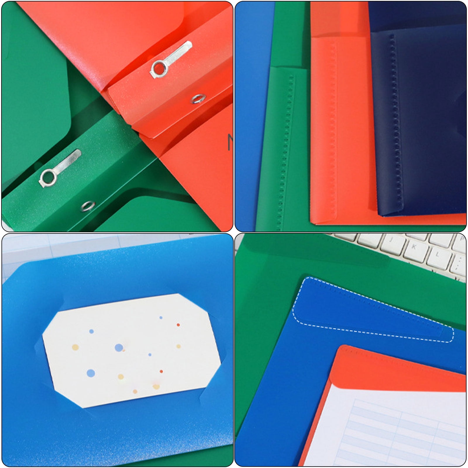 10Pcs Letter Size Paper Folder with Two Pockets and Business Card Holder, Two Pocket Folders with 3 Prong for Office