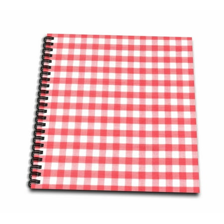 3dRose Red and white Gingham pattern - retro checks checkered checked rustic Italian kitchen dining theme - Mini Notepad, 4 by 4-inch