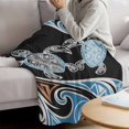 thumbnail image 3 of Polynesia Texture Blanket Soft Cozy Warm Twin Blanket for Bed, Plush Fuzzy Flannel Fleece Blankets for Sofa, Vintage Traditional Tribe Sea Turtle Abstract Throw Blankets for Couch Gifts, 60"x80", 3 of 9