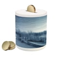 thumbnail image 1 of Winter Piggy Bank, Ice Cold Frozen Snowy Scenery from Castle Like Balcony with Leafless Branches Art, Ceramic Coin Bank Money Box for Cash Saving, 3.6" X 3.2", White, by Ambesonne, 1 of 4