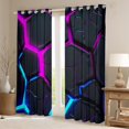 thumbnail image 2 of jejeloiu Neon Geometric Honeycomb Blackout Curtains Set of 2 (52x84 Each),Modern Abstract Art Window Curtains,Purple Blue Black Curtains and Drapes For Boys,Super Cozy Room Decor, 2 of 6